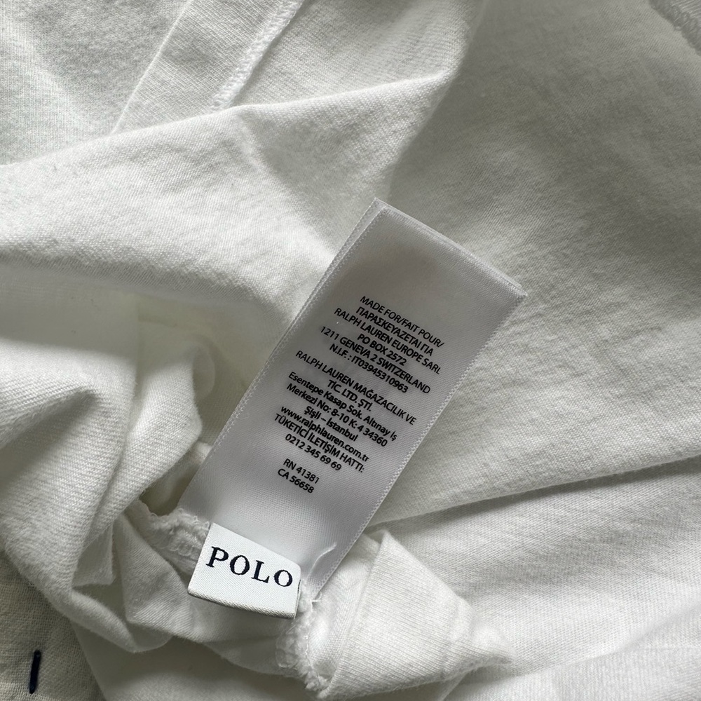 Men’s Large White Ralph Lauren Polo Cotton V Neck Short Sleeve Tee-Shirt - Picture 5 of 5